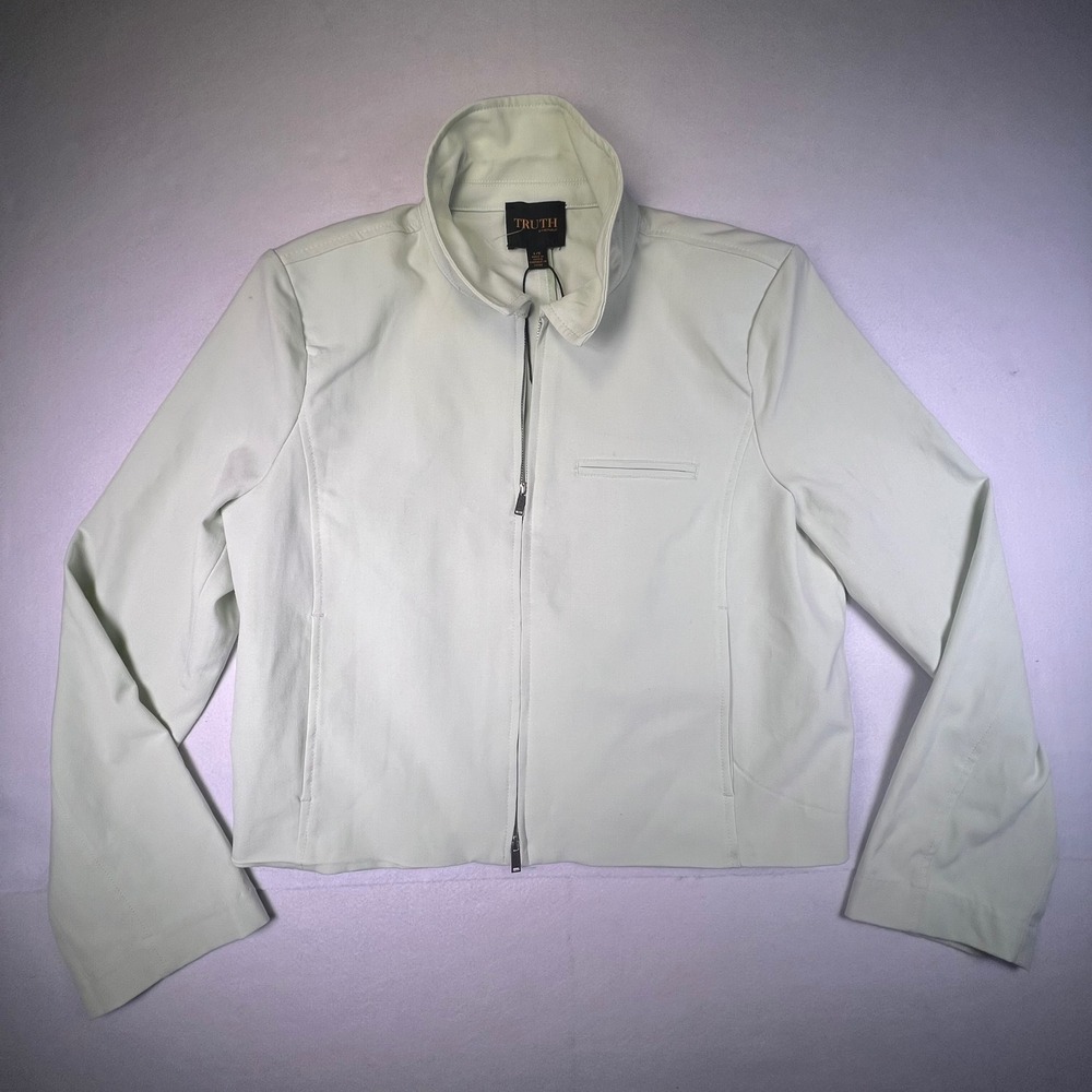 Truth by Republic Womens Large Sage Green Full Zip Mock Neck Jacket Minimalist